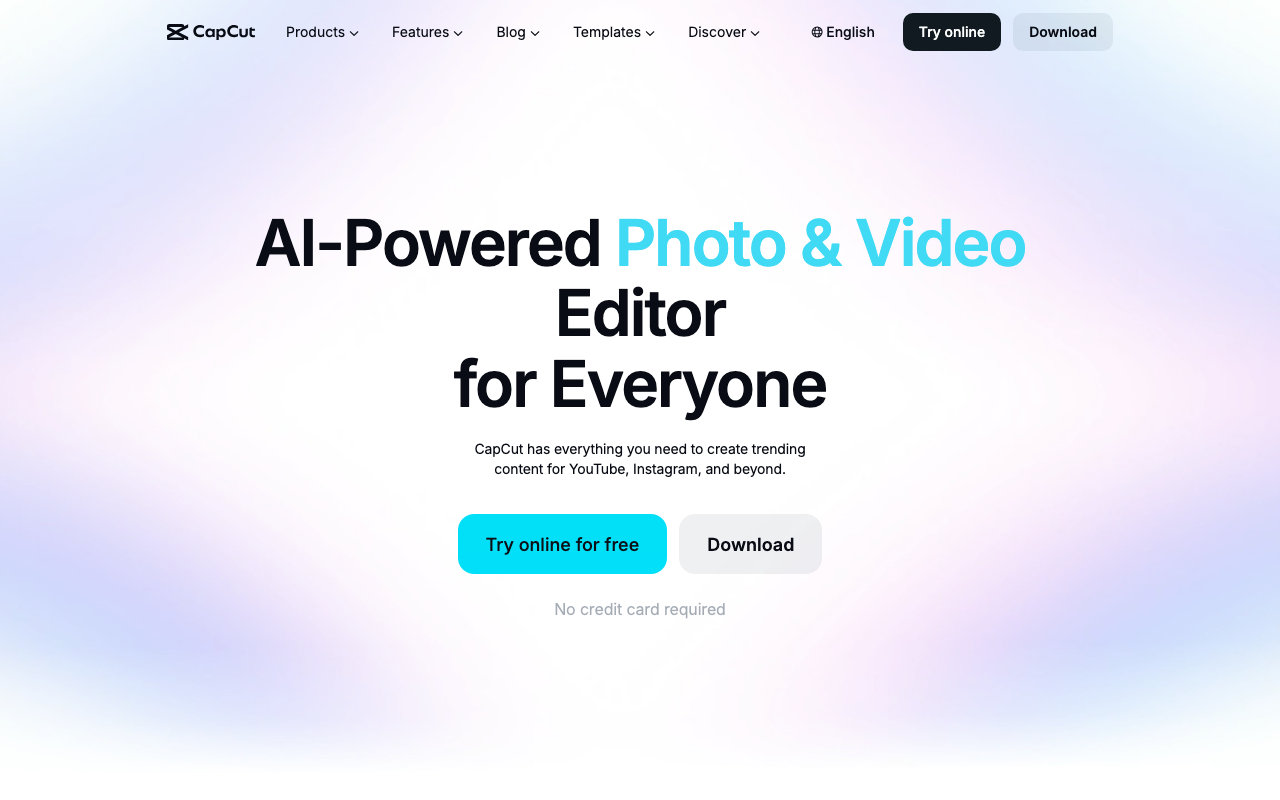 CapCut homepage