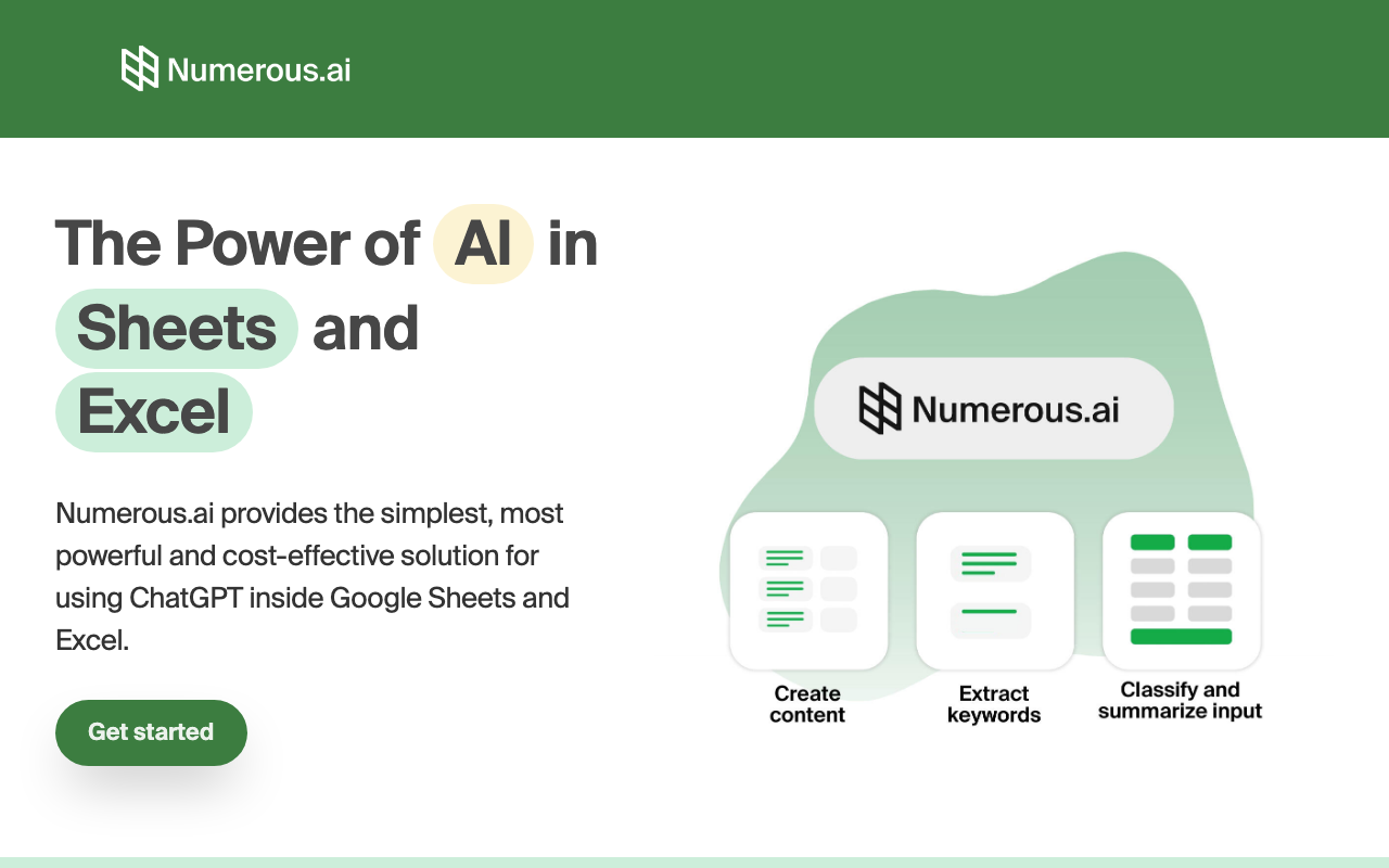 Numerous.ai homepage