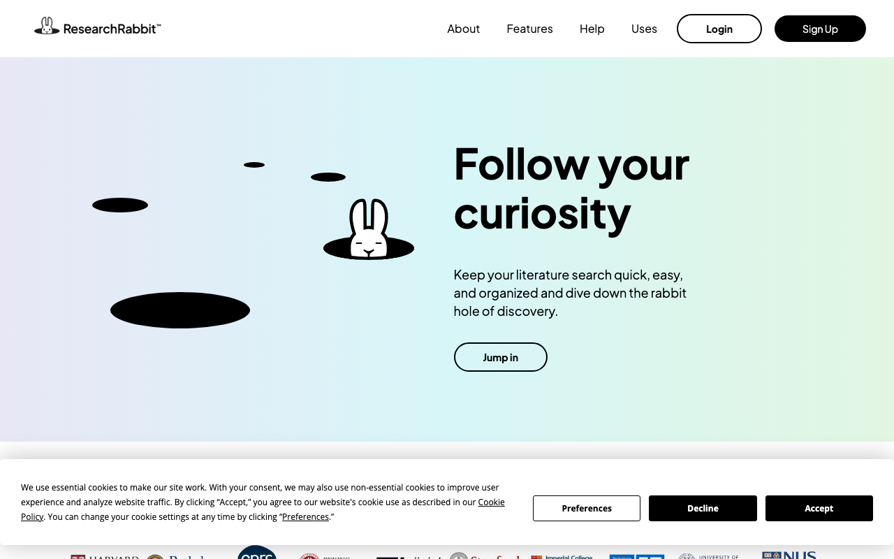 ResearchRabbit homepage