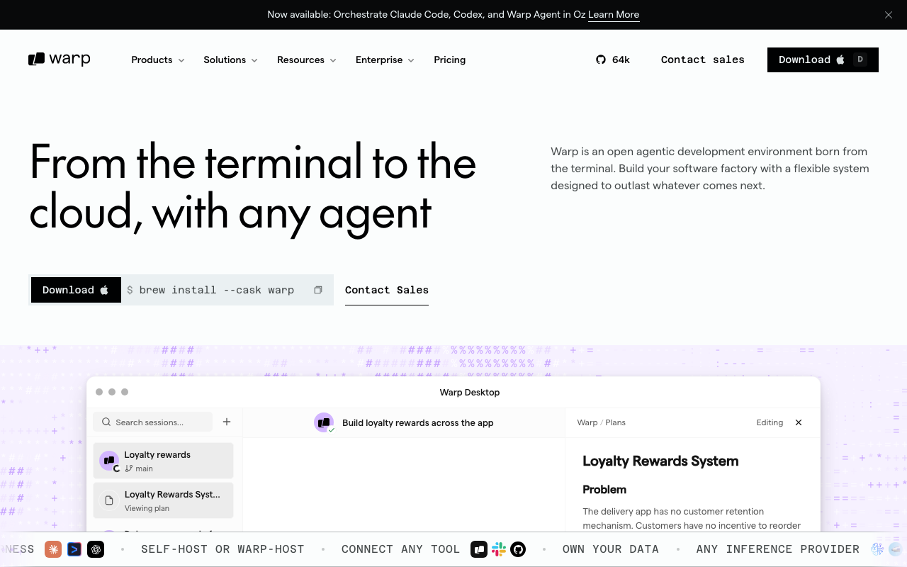 Warp homepage
